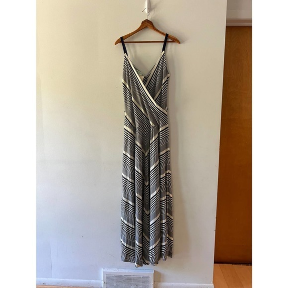 VINTAGE Gino Paoli Dress, Maxi,‎ Tank Top, Stripe, V Neck